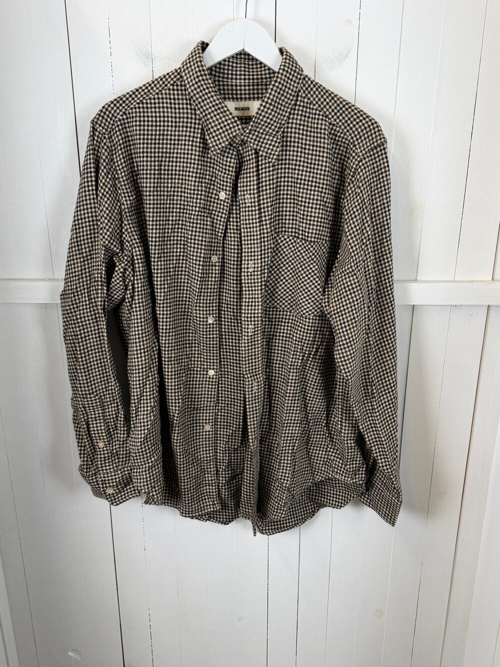 Buck Mason Cream Black Cotton Button-Down Shirt XL NWT